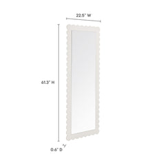 Emmeline White Scalloped Rectangle Floor Mirror - Ornate Home
