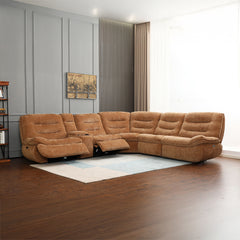 Emmy Orange Chenille Power Motion Sectional Sofa - Ornate Home