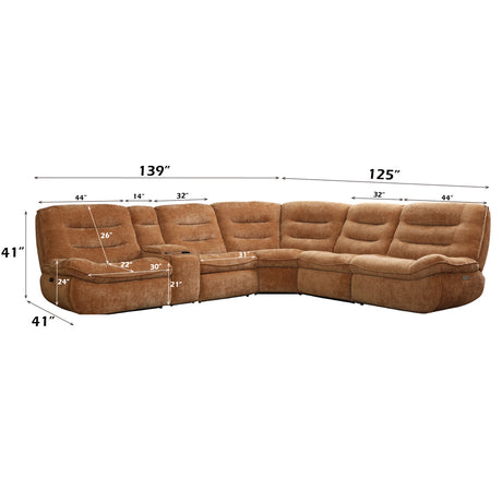 Emmy Orange Chenille Power Motion Sectional Sofa - Ornate Home