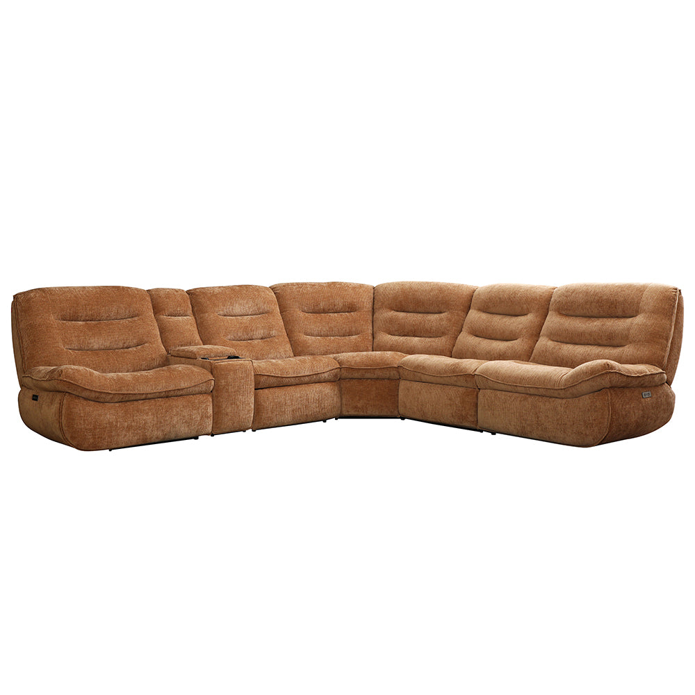Emmy Orange Chenille Power Motion Sectional Sofa - Ornate Home