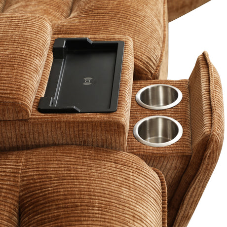 Emmy Orange Chenille Power Motion Sectional Sofa - Ornate Home