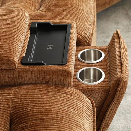 Emmy Orange Chenille Power Motion Sectional Sofa - Ornate Home