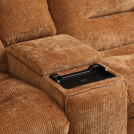 Emmy Orange Chenille Power Motion Sectional Sofa - Ornate Home