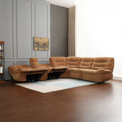 Emmy Orange Chenille Power Motion Sectional Sofa - Ornate Home