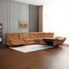 Emmy Orange Chenille Power Motion Sectional Sofa - Ornate Home