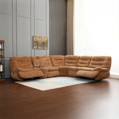 Emmy Orange Chenille Power Motion Sectional Sofa - Ornate Home