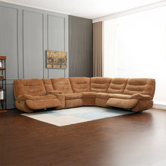 Emmy Orange Chenille Power Motion Sectional Sofa - Ornate Home