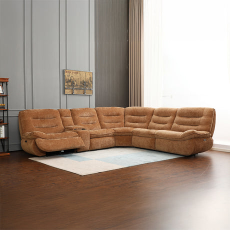 Emmy Orange Chenille Power Motion Sectional Sofa - Ornate Home