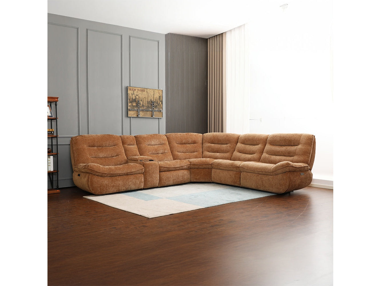 Emmy Orange Chenille Power Motion Sectional Sofa - Ornate Home