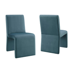 Emory Cadet Blue Performance Velvet Dining Side Chair (Set of 2) - Ornate Home
