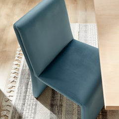 Emory Cadet Blue Performance Velvet Dining Side Chair (Set of 2) - Ornate Home