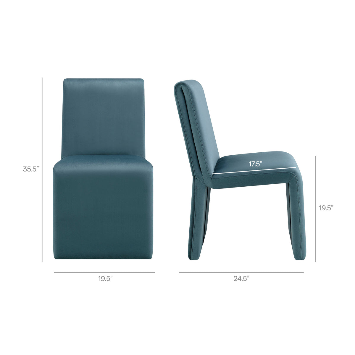 Emory Cadet Blue Performance Velvet Dining Side Chair (Set of 2) - Ornate Home