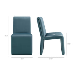 Emory Cadet Blue Performance Velvet Dining Side Chair (Set of 2) - Ornate Home