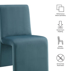 Emory Cadet Blue Performance Velvet Dining Side Chair (Set of 2) - Ornate Home