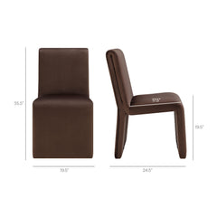 Emory Chocolate Brown Performance Velvet Dining Side Chair (Set of 2) - Ornate Home