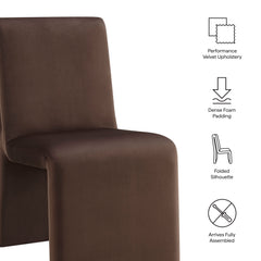 Emory Chocolate Brown Performance Velvet Dining Side Chair (Set of 2) - Ornate Home