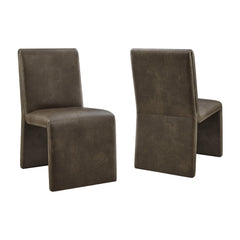 Emory Mushroom Vegan Leather Dining Side Chair (Set of 2) - Ornate Home