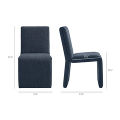 Emory Slate Blue Upholstered Fabric Dining Side Chair (Set of 2) - Ornate Home