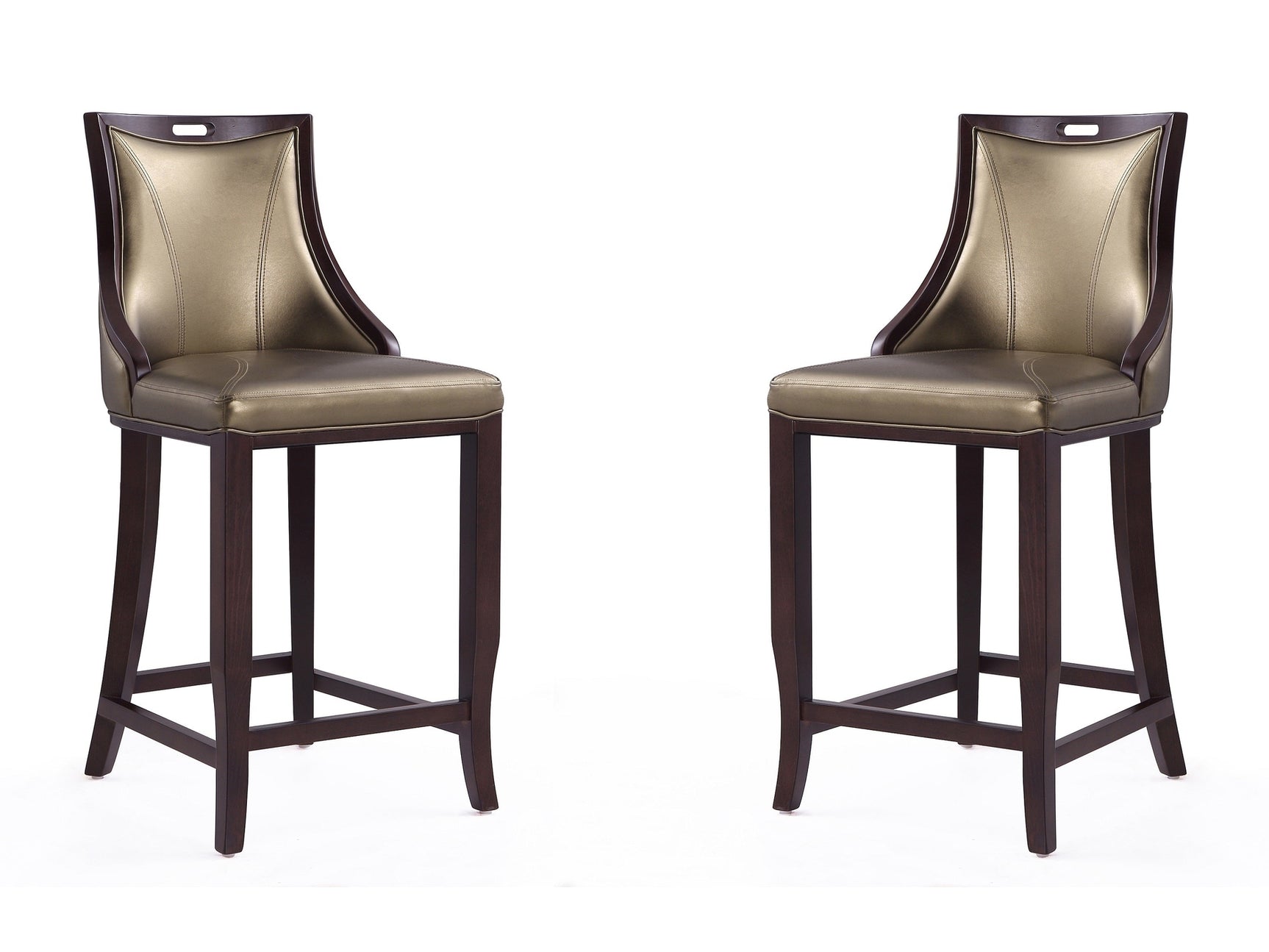 Emperor Bar Stool in Bronze and Walnut (set of 2) - Ornate Home
