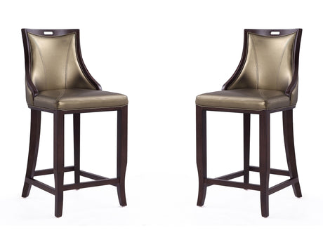 Emperor Bar Stool in Bronze and Walnut (set of 2) - Ornate Home