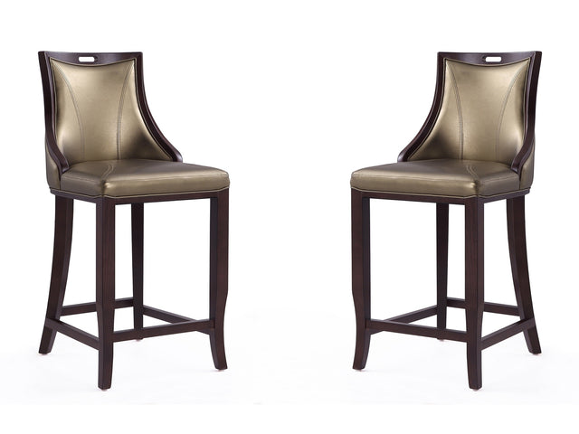 Emperor Bar Stool in Bronze and Walnut (set of 2) - Ornate Home