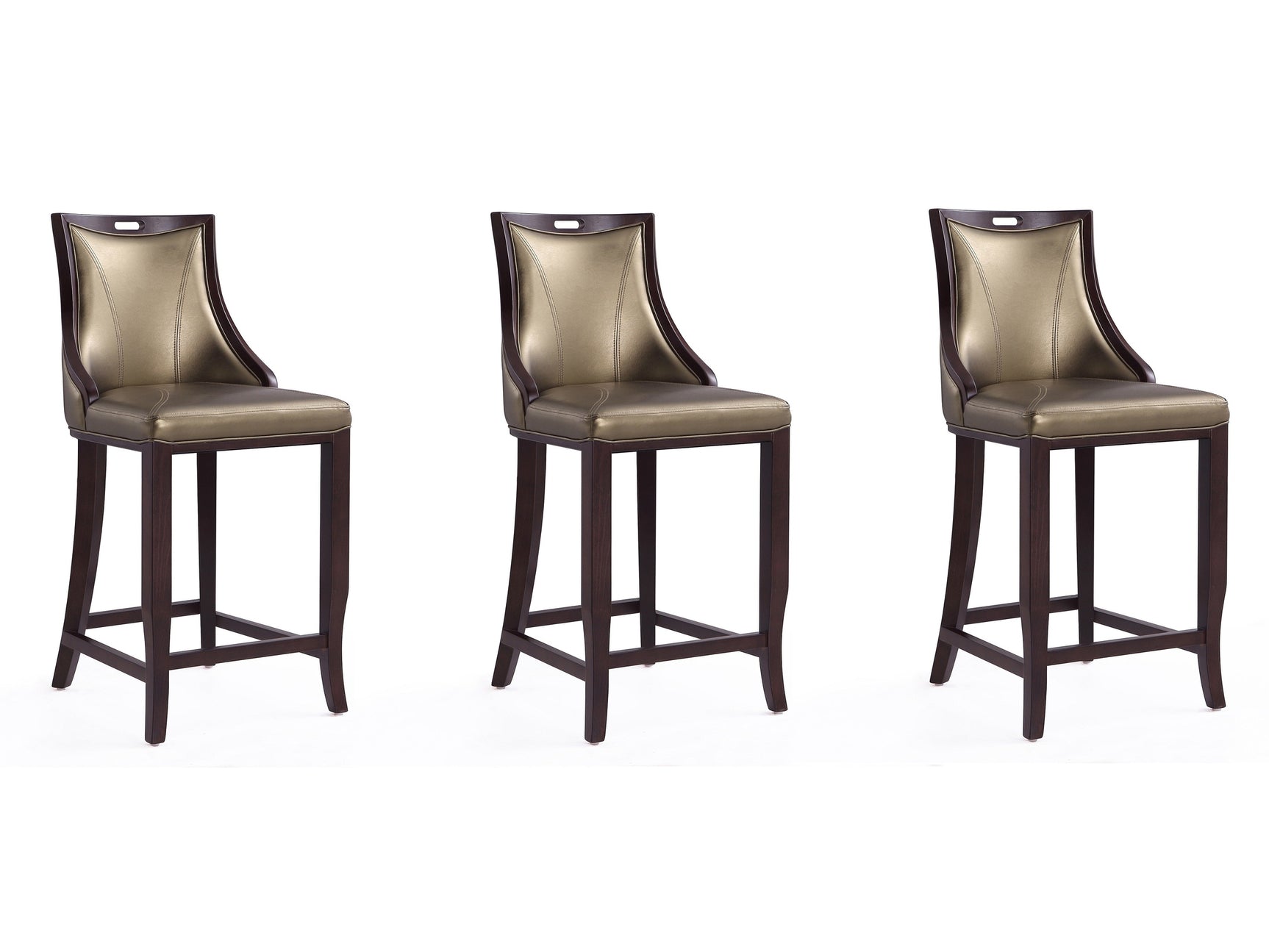 Emperor Bar Stool in Bronze and Walnut (set of 3) - Ornate Home