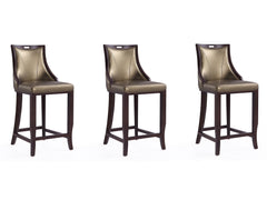 Emperor Bar Stool in Bronze and Walnut (set of 3) - Ornate Home