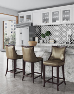 Emperor Bar Stool in Bronze and Walnut (set of 3) - Ornate Home