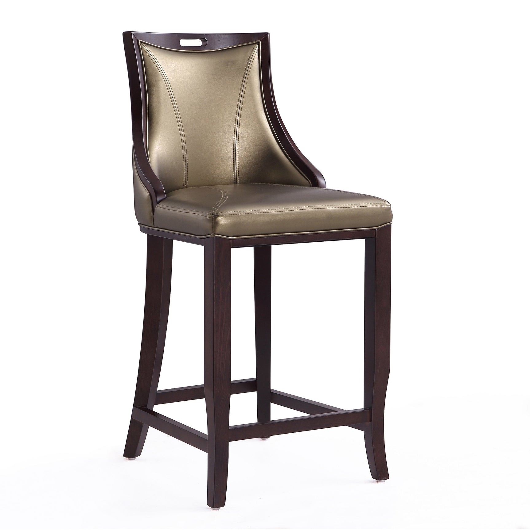 Emperor Bar Stool in Bronze and Walnut (set of 3) - Ornate Home