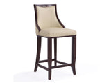 Emperor Bar Stool in Cream and Walnut - Ornate Home
