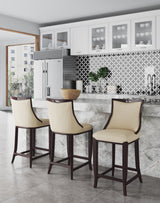 Emperor Bar Stool in Cream and Walnut - Ornate Home