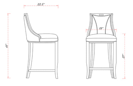 Emperor Bar Stool in Cream and Walnut - Ornate Home