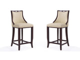 Emperor Bar Stool in Cream and Walnut (set of 2) - Ornate Home