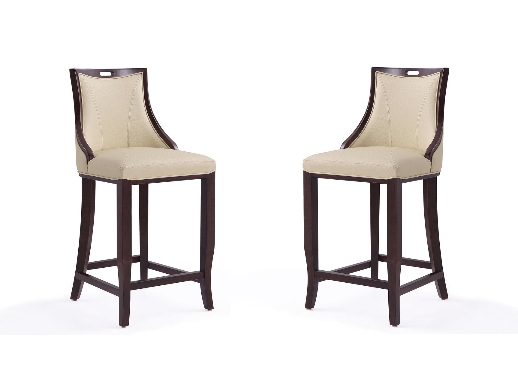 Emperor Bar Stool in Cream and Walnut (set of 2) - Ornate Home