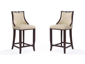 Emperor Bar Stool in Cream and Walnut (set of 2) - Ornate Home