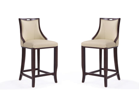 Emperor Bar Stool in Cream and Walnut (set of 2) - Ornate Home