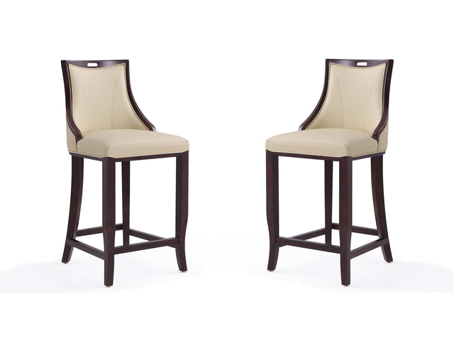 Emperor Bar Stool in Cream and Walnut (set of 2) - Ornate Home