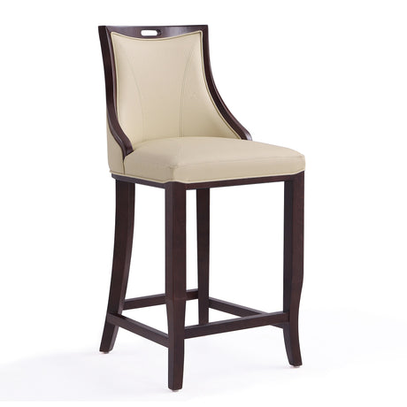 Emperor Bar Stool in Cream and Walnut (set of 2) - Ornate Home