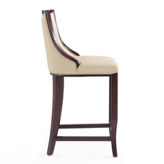 Emperor Bar Stool in Cream and Walnut (set of 2) - Ornate Home