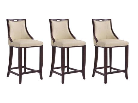 Emperor Bar Stool in Cream and Walnut (set of 3) - Ornate Home