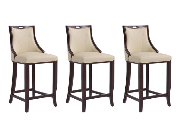 Emperor Bar Stool in Cream and Walnut (set of 3) - Ornate Home