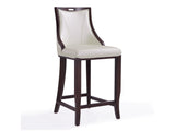 Emperor Bar Stool in Pearl White and Walnut - Ornate Home
