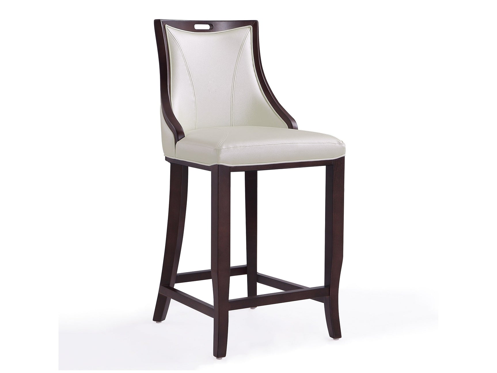 Emperor Bar Stool in Pearl White and Walnut - Ornate Home