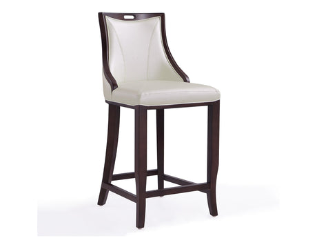 Emperor Bar Stool in Pearl White and Walnut - Ornate Home