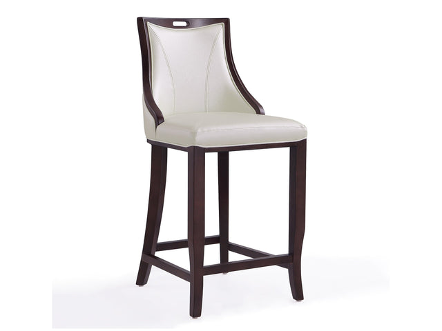 Emperor Bar Stool in Pearl White and Walnut - Ornate Home