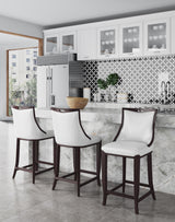 Emperor Bar Stool in Pearl White and Walnut - Ornate Home