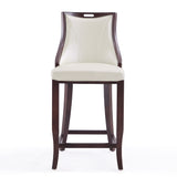 Emperor Bar Stool in Pearl White and Walnut - Ornate Home