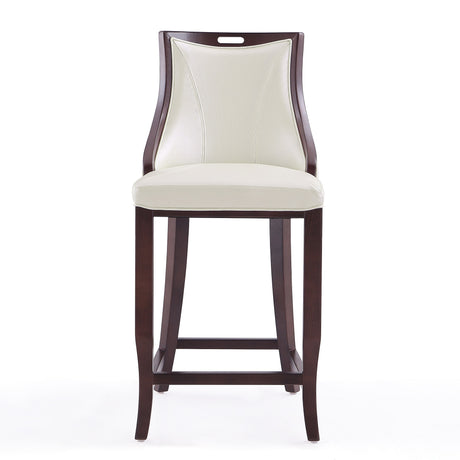 Emperor Bar Stool in Pearl White and Walnut - Ornate Home