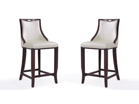 Emperor Bar Stool in Pearl White and Walnut (Set of 2) - Ornate Home