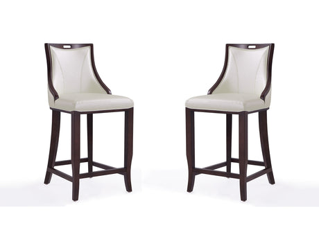 Emperor Bar Stool in Pearl White and Walnut (Set of 2) - Ornate Home